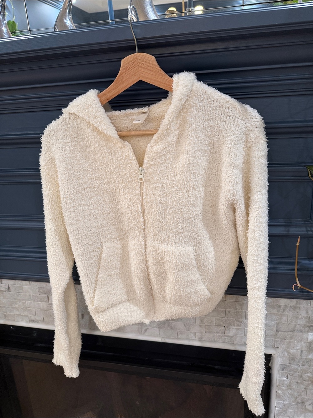 SKIMS Cream Plush Zip-Up Hoodie Jacket